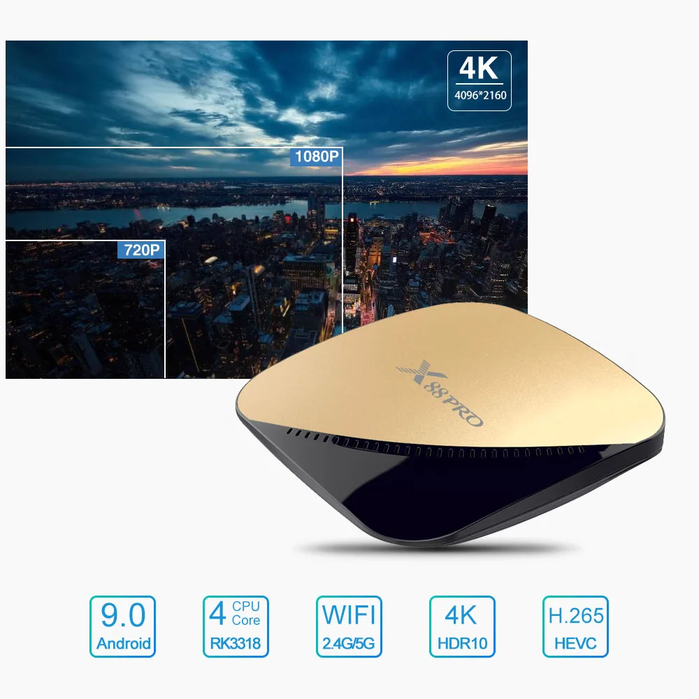 X88 pro Android 9 0 ТВ-приставка голосовой гироскоп 4G 64G Rockchip RK3318 4 ядра 2 &amp 5G Wifi 4K HDR