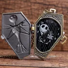 Старинный череп Кошмар перед Рождеством кварцевые карманные часы ожерелье цепь Кулон Ретро Мужские бронзовые старинные карманные часы