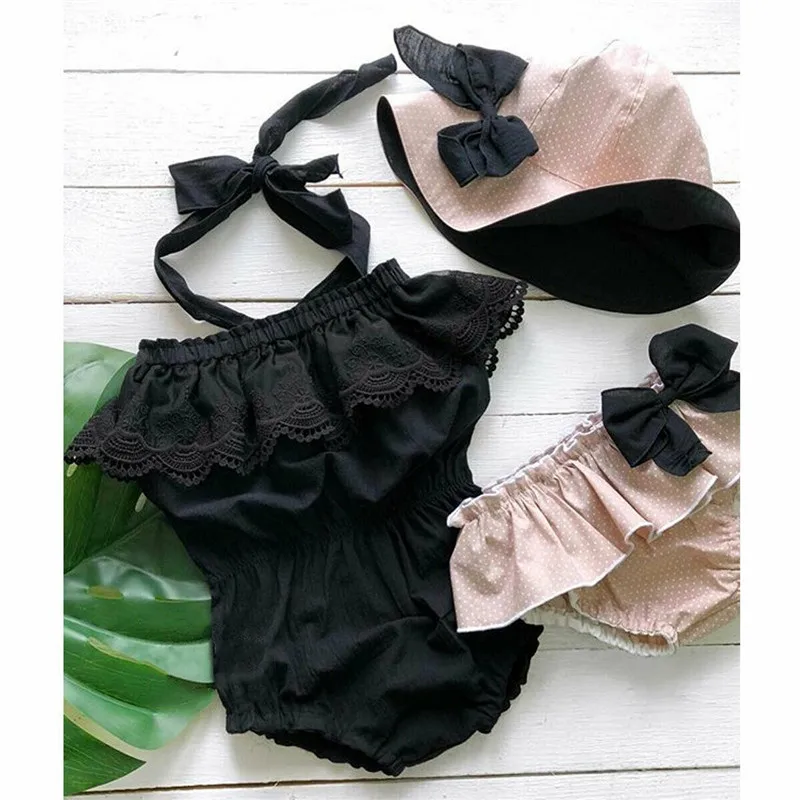 Боди с лямкой на шее для маленьких девочек летняя хлопковая одежда модная