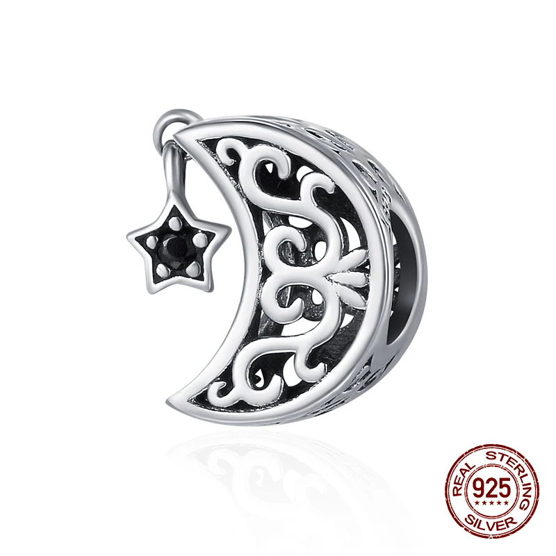 Moon stars beads 925 Стерлинговое Серебро подходит Пандоре оригинальный браслет для