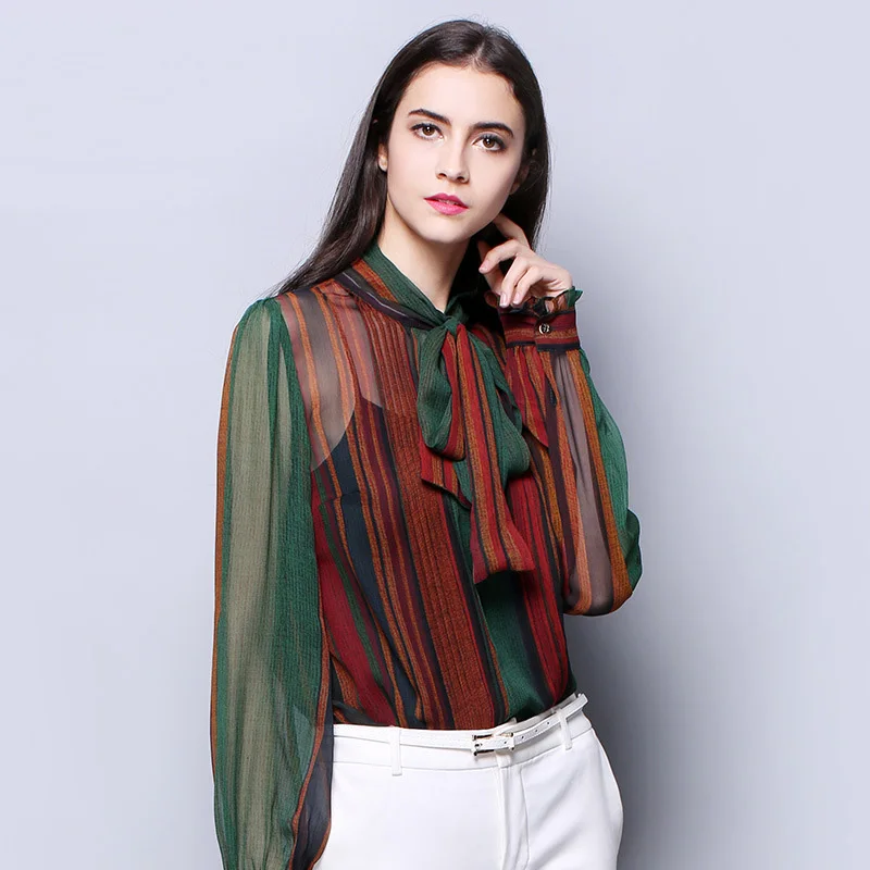 100% шелковая шифоновая женская рубашка из натурального шелка однотонная Модная