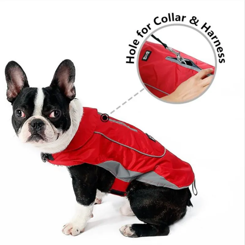 Dog Raincoat Waterproof clothes Outdoor Rain Coat Jacket Fleece Warm Reflective For Small Medium Large Dogs | Дом и сад