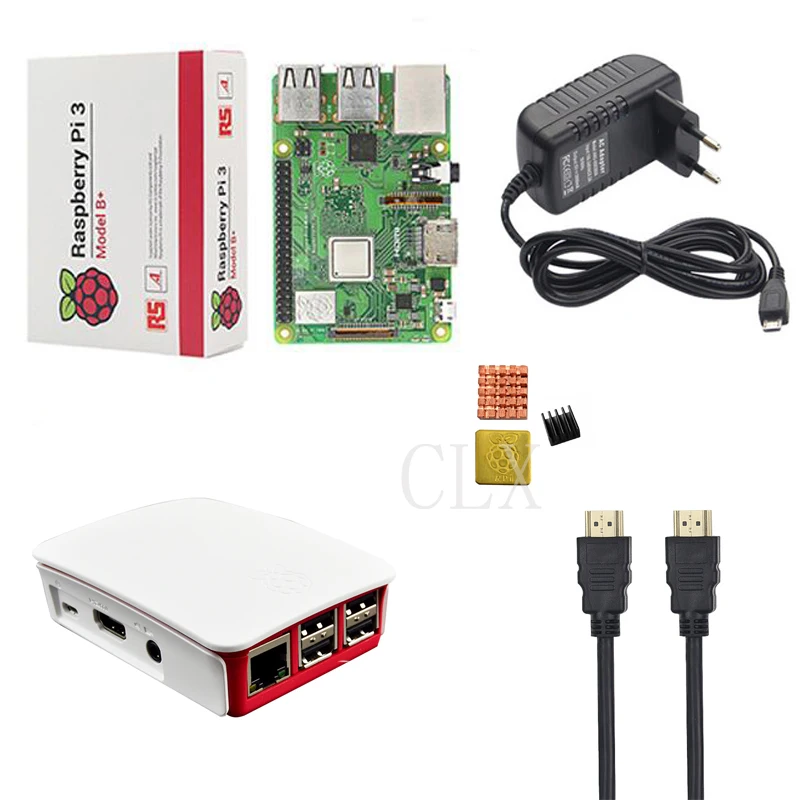 Raspberry Pi 3 Model B + стартовый комплект чехол карта 16GB адаптер питания 5V 3A кабель HDMI
