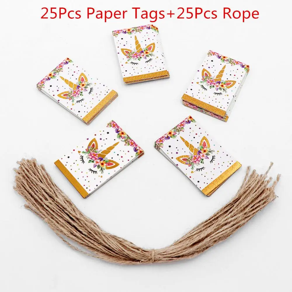 OurWarm Единорог вечеринок мультфильм Единорог Dream Catcher Конфеты мешочек фон Baby Shower День рождения украшения - Цвет: Paper Tag