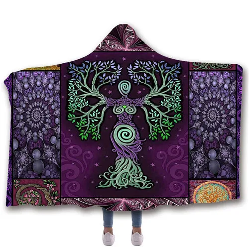 SOFTBATFY Chakras Life Tree с капюшоном Одеяло флисовый плед Прямая поставка - Цвет: 7