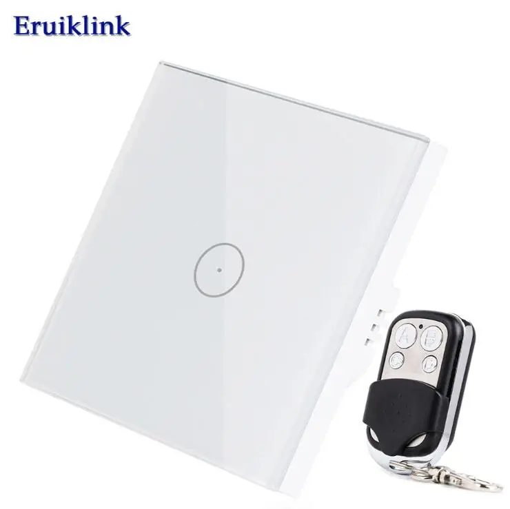 1gang white color Eruiklink ЕС пульт дистанционного управления Wi-Fi беспроводной пульт настенный светильник сенсорный переключатель работает с Sonoff RF мост умный дом - Цвет: 1gang white color