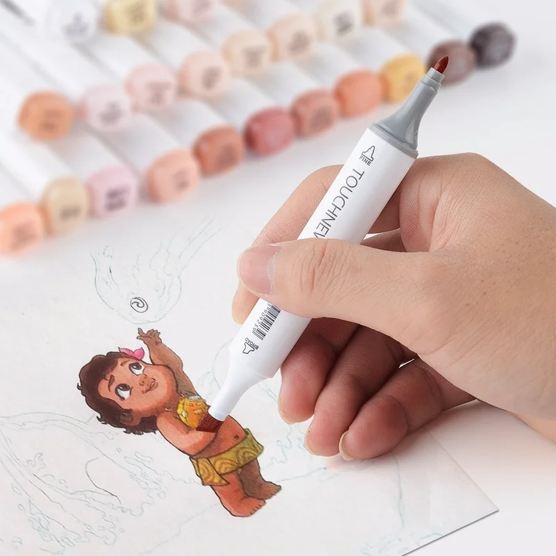 

24 Colors Sketch Skin Tones Marker Pen Artist Double Headed Alcohol Based Manga Art Markers Brush Pen Art Supplies Stationery