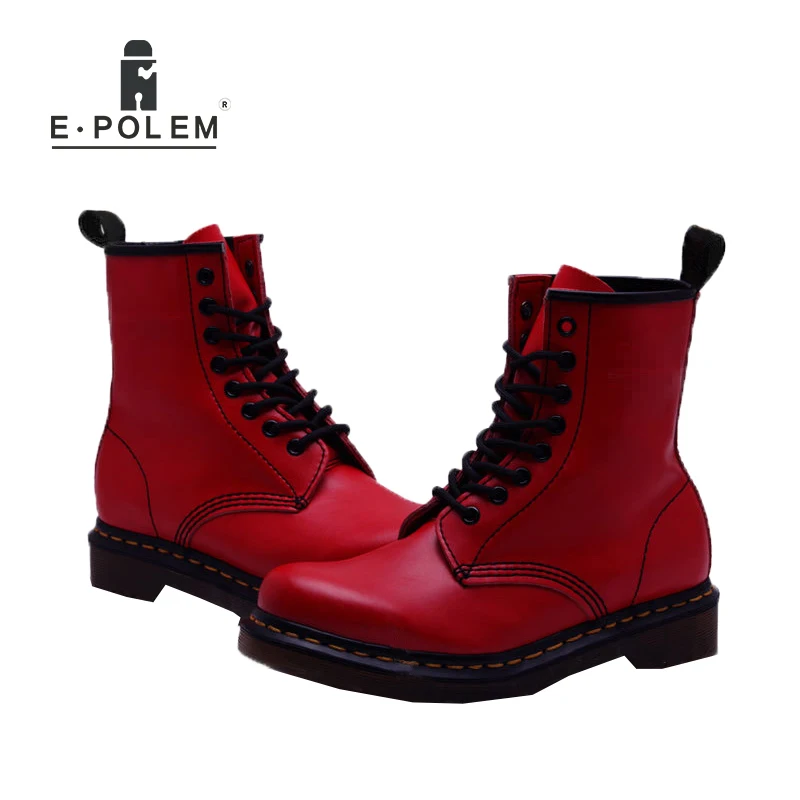 Новинка 2017 года кожаные повседневные красные ботинки в английском стиле женские