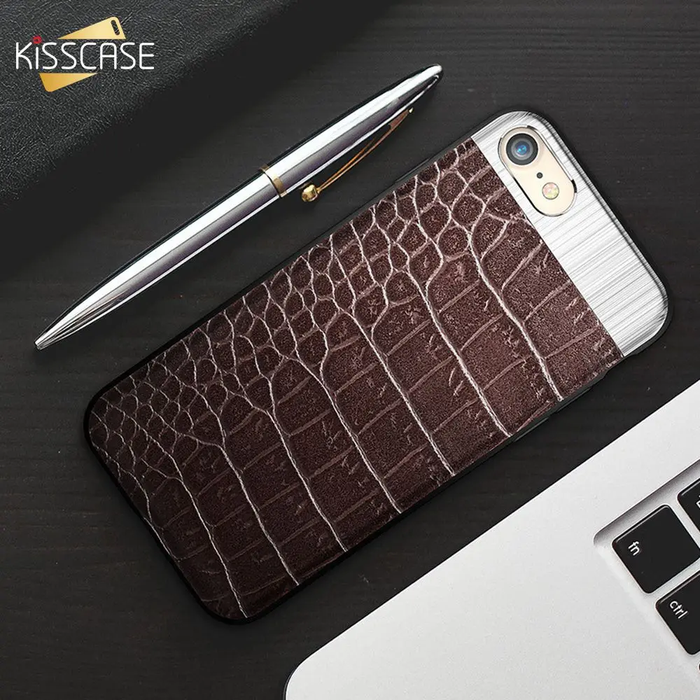 Kisscase Case крокодил образцу кожаный чехол для телефона iPhone 7 8 6 6S Plus IPhone X ten 10