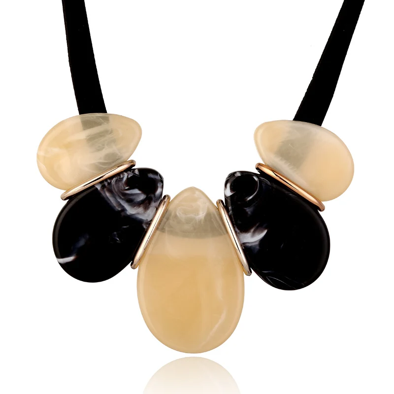 Black and yellow XIYANIKE, новая мода, винтажная бархатная цепочка, геометрическое акриловое ожерелье, s& Подвески, массивное ожерелье для женщин, ювелирное изделие N817 - Окраска металла: Black and yellow