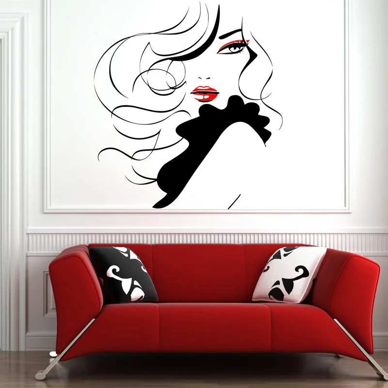 Pin Up Girl Женская Современная Парикмахерская Настенная Наклейка переводная Фреска F796