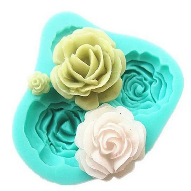 Дешевые рекламные 1 шт. 3D в форме роз Помадка Торт Шоколад Мыло Плесень