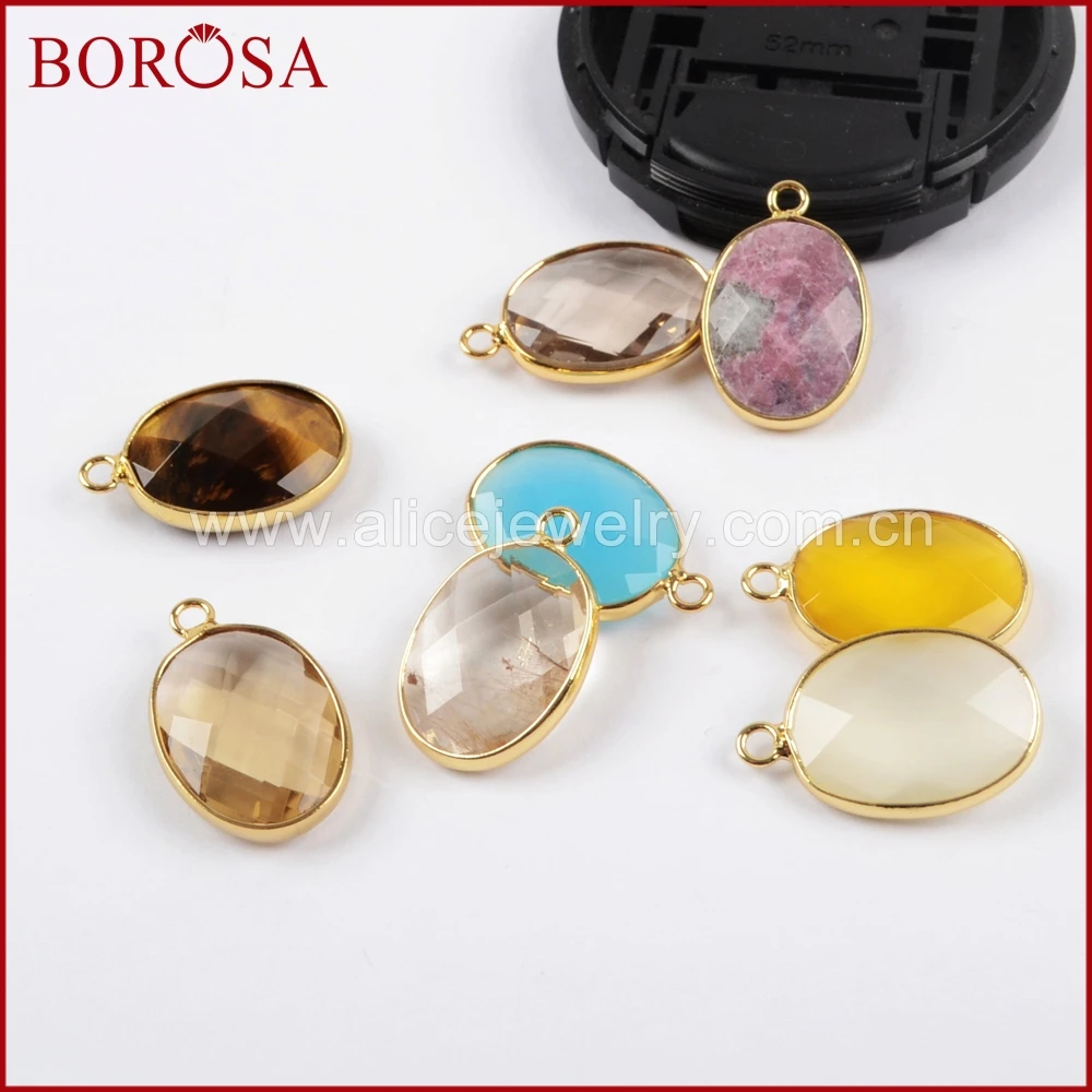 BOROSA Оптовая Элегантный золото Цвет Овальный нескольких Вид камни граненый
