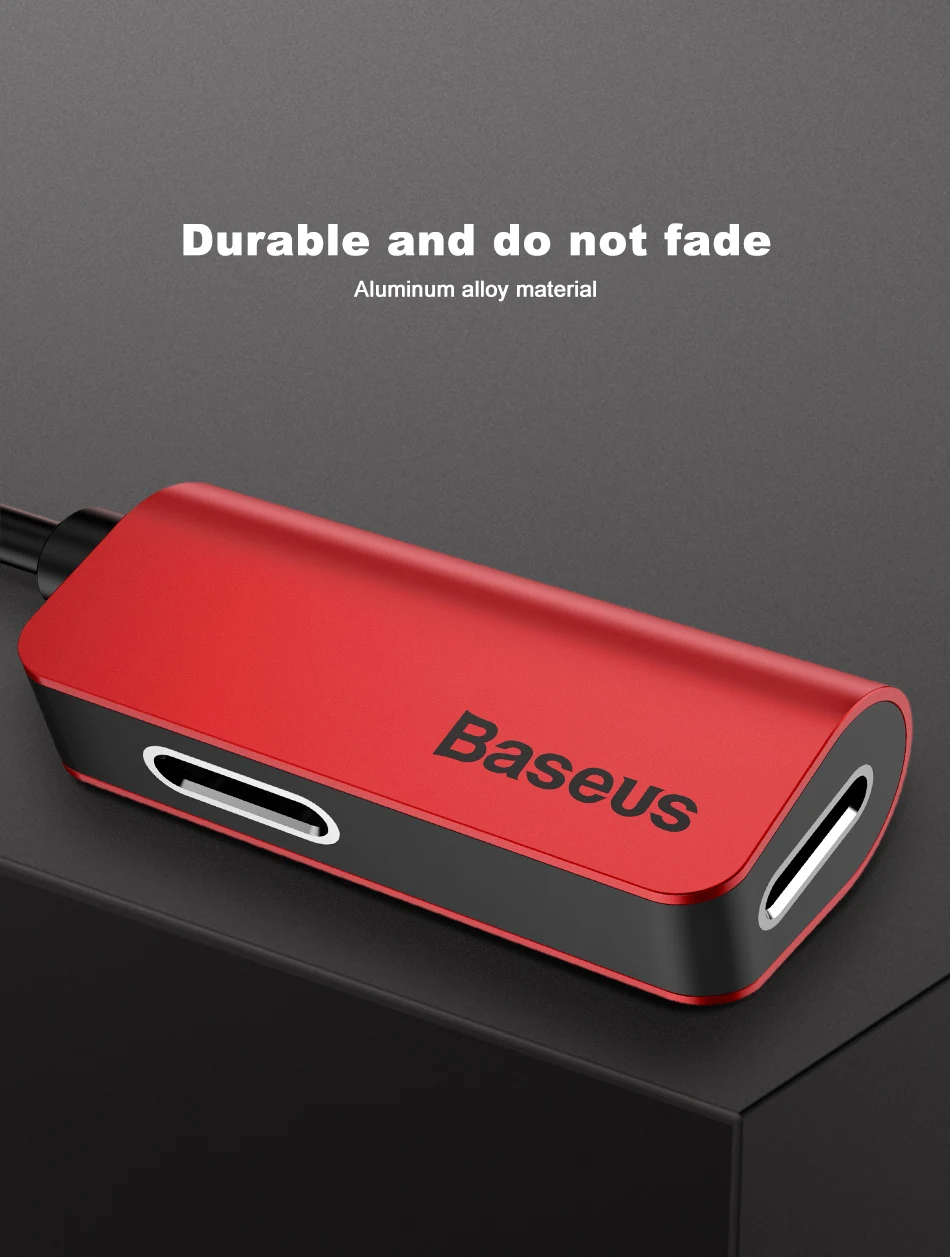 Baseus 2в1 для Lightning удлинитель для iPhone 8 10 X Зарядное устройство сплиттер для наушников адаптер для iPhone 7 адаптер для зарядки