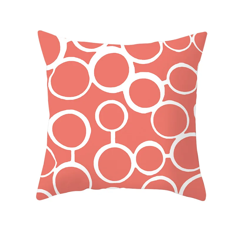 28 Lychee Coral Series Printed Pattern Pillow Cases Colorful Polyester Peachskin 45x45cm Pillow Cases For Bedroom Home Office - Color: 28