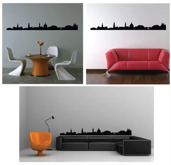 

morden Copenhagen City Silhouette wall stickers home decor home decoration stickers wall decal Building