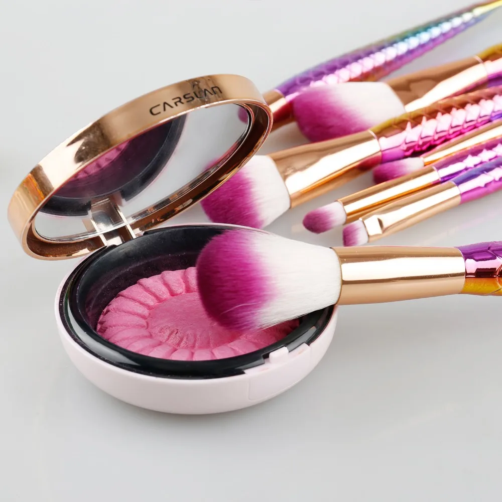 7 шт. Русалка форме красочные щетки силиконовые Puff макияж Большой рыбий хвост