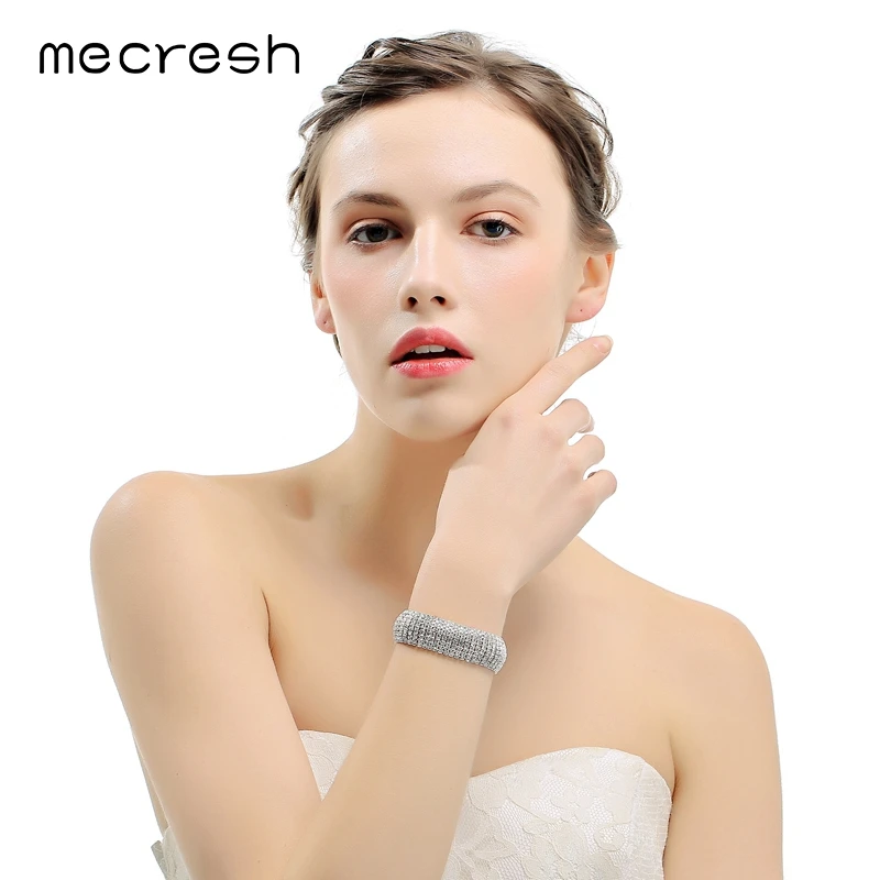 Mecresh Luxury Classic Crystal Bridal Jewelry Set for Women Clear Rhinestone Wedding Bracelets Necklace Sets 2018 TL475+SL341 | Украшения и