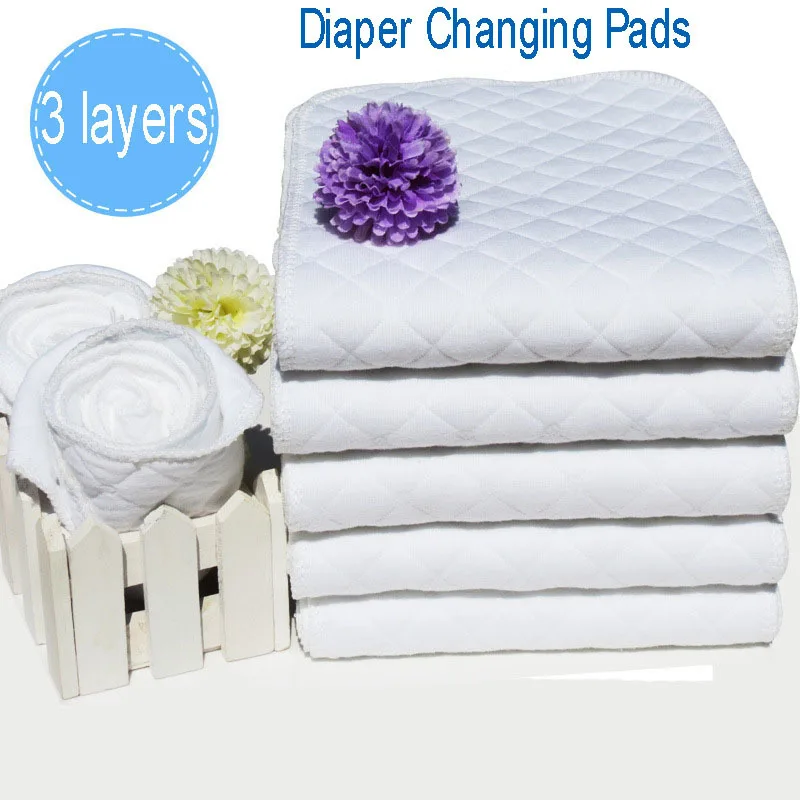 

Reusable Baby Diapers Inserts 3 Layers Baby Washable Cloth Diaper Insert Newborn Nappies Changing Pads Cotton Nappy Liners