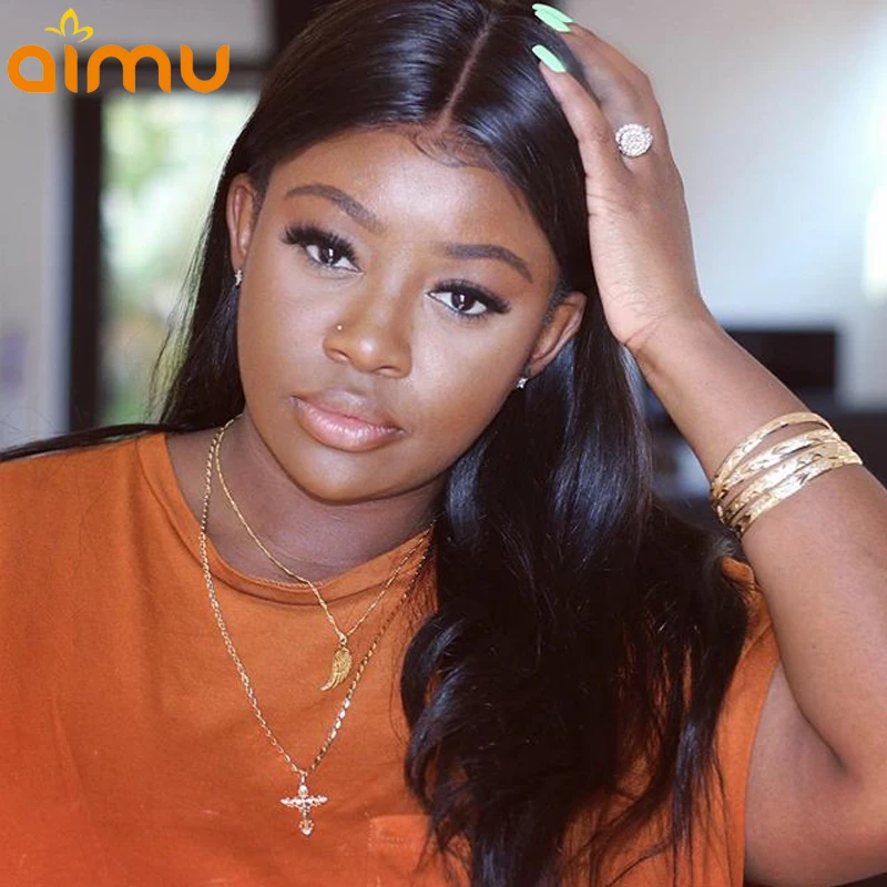 Натуральные волосы Синтетические на кружеве парики Черный Для женщин прямые 360 al