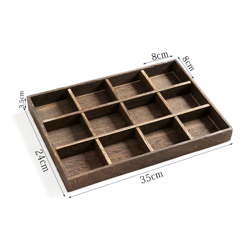 ANFEI Новый 35*24*3 см 12 сетки ювелирных изделий дисплей лоток с деревянным материалом