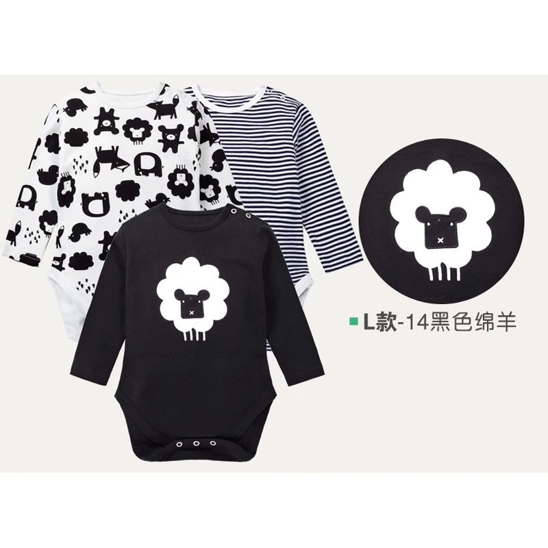 3 pieces / lot New Baby beautiful black sheep print Sports suit for kids natural cotton clothing with Long sleeves boys |