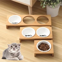 fashion cat dog feeders bowls bamboo tableware ceramic pet food water bowl high grade antiskid pet supplies dog cat bowl