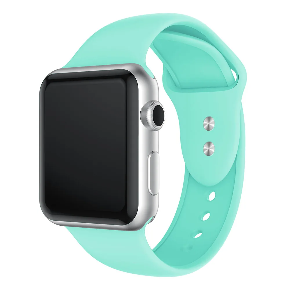 Спортивный ремешок для Apple Watch Band 38 мм 40 мм 42 мм 44 мм с двойной пряжкой резиновый силиконовый ремешок IWatch для Apple Watch Series 4 3 2 1 - Цвет ремешка: Mint green