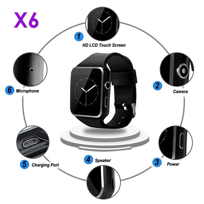 X6 Смарт-часы, водонепроницаемые, поддержка Bluetooth, sim-карта, камера, фитнес-телефон, часы для мужчин и женщин, Смарт-часы версия