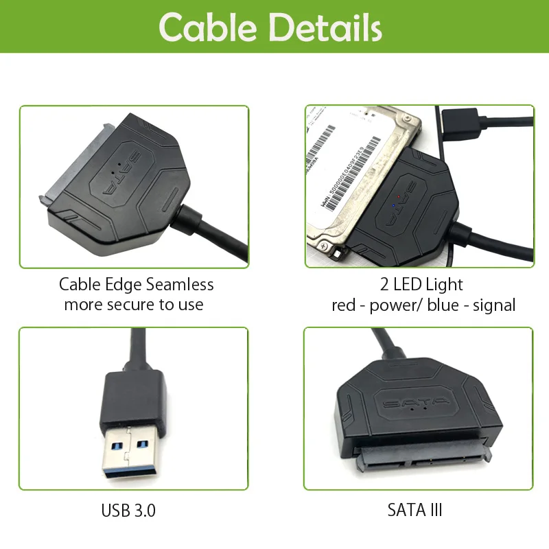 Горячий USB 3 0 SATA кабель адаптер на III конвертер Поддержка UASP до 6 Гбит/с для 2 5