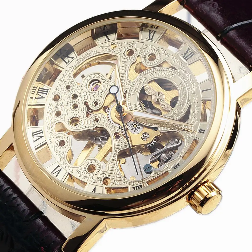 Часы наручные WINNER Мужские механические прозрачные брендовые Роскошные