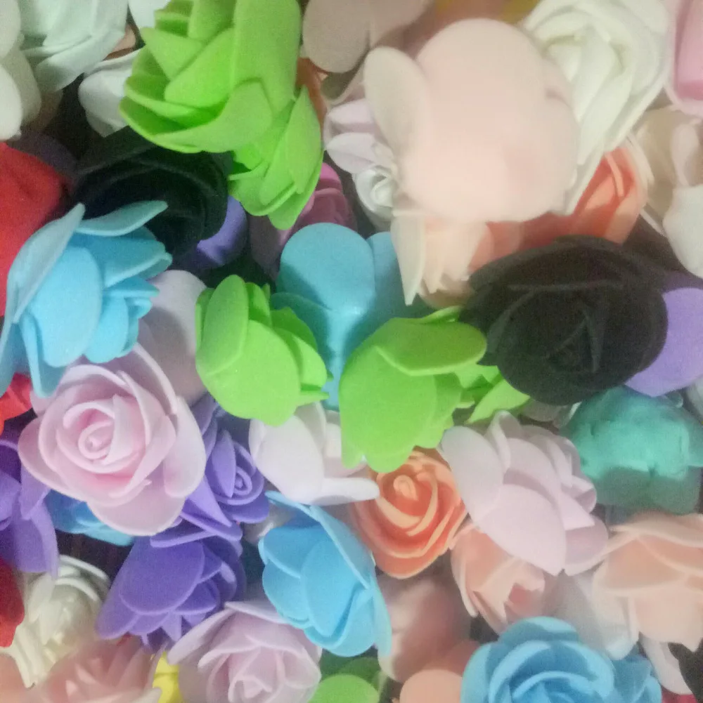 

500PC Mixed 3.5CM PE Foam Artificial Flower Artificial Rose Wedding Ornament Black white red rose flower head