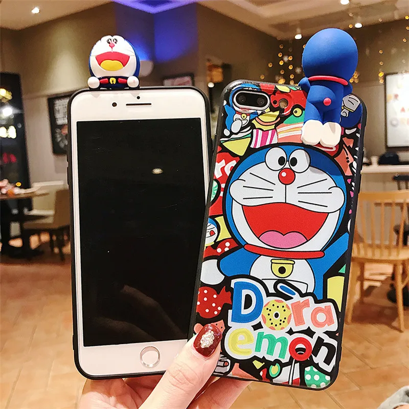 3D милый Дораэмон кукла чехол для телефона iPhone 6 6s 7 8 Plus X XS XR MAX Мягкий Силиконовый