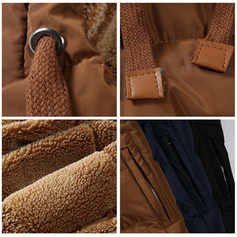 2017 зимняя куртка Для мужчин Повседневное хлопковая парка меховой воротник