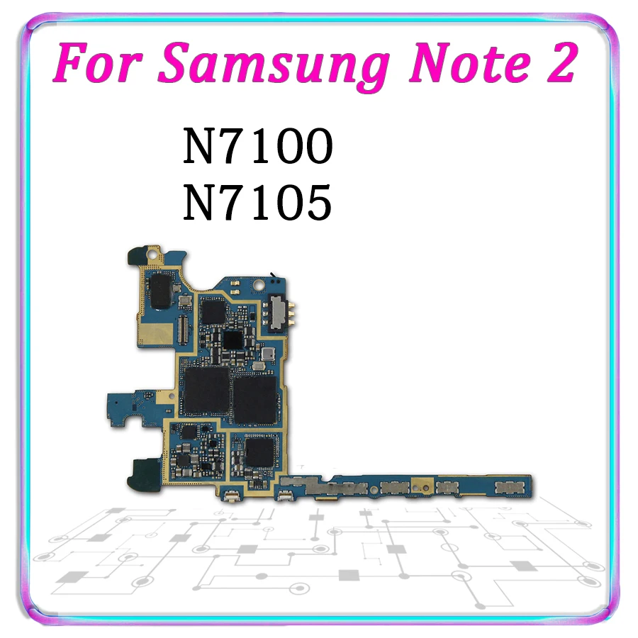 Оригинальная материнская плата для samsung Note 2 N7100 3g N7105 4G разблокированная материнская плата Android логическая плата протестированная Хорошая рабочая пластина