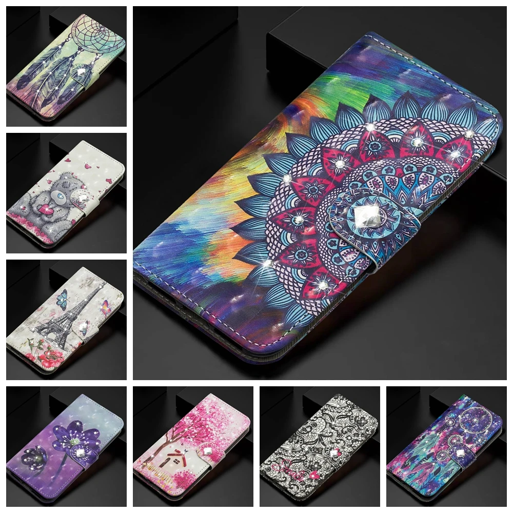 3D окрашенный флип чехол для телефона samsung Galaxy A10 A20 A30 A50 M10 M20 M30 Магнитный кошелек s Carcasa funda hoesje