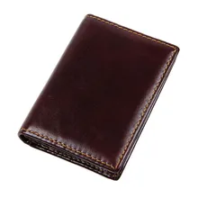 Unisex Vintage Genuine Cow Leather Wallet Business ID Card Holder Pouches RFID Money Purse Slim Card Case R-8078