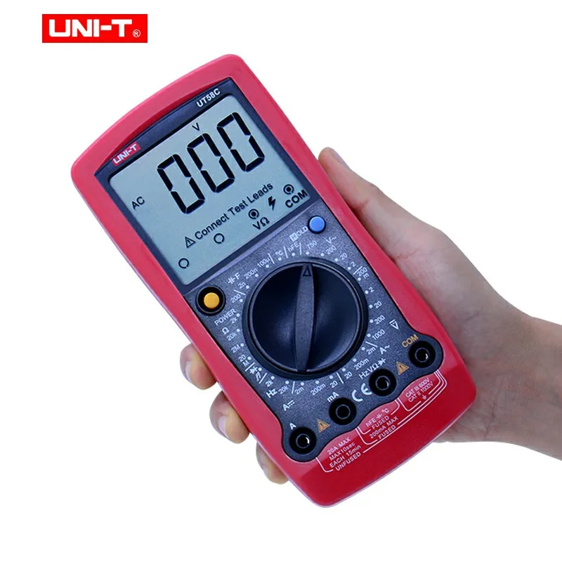 UNI-T UT58C цифровой мультиметр AC/DC Вольтметр Амперметр измеритель температуры