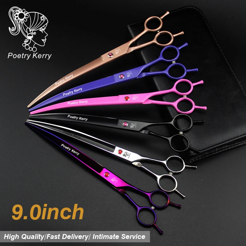 

9 inch pet grooming kit scissors set cutting Scissors and Double tail curved dog scissors hair care and styling tools