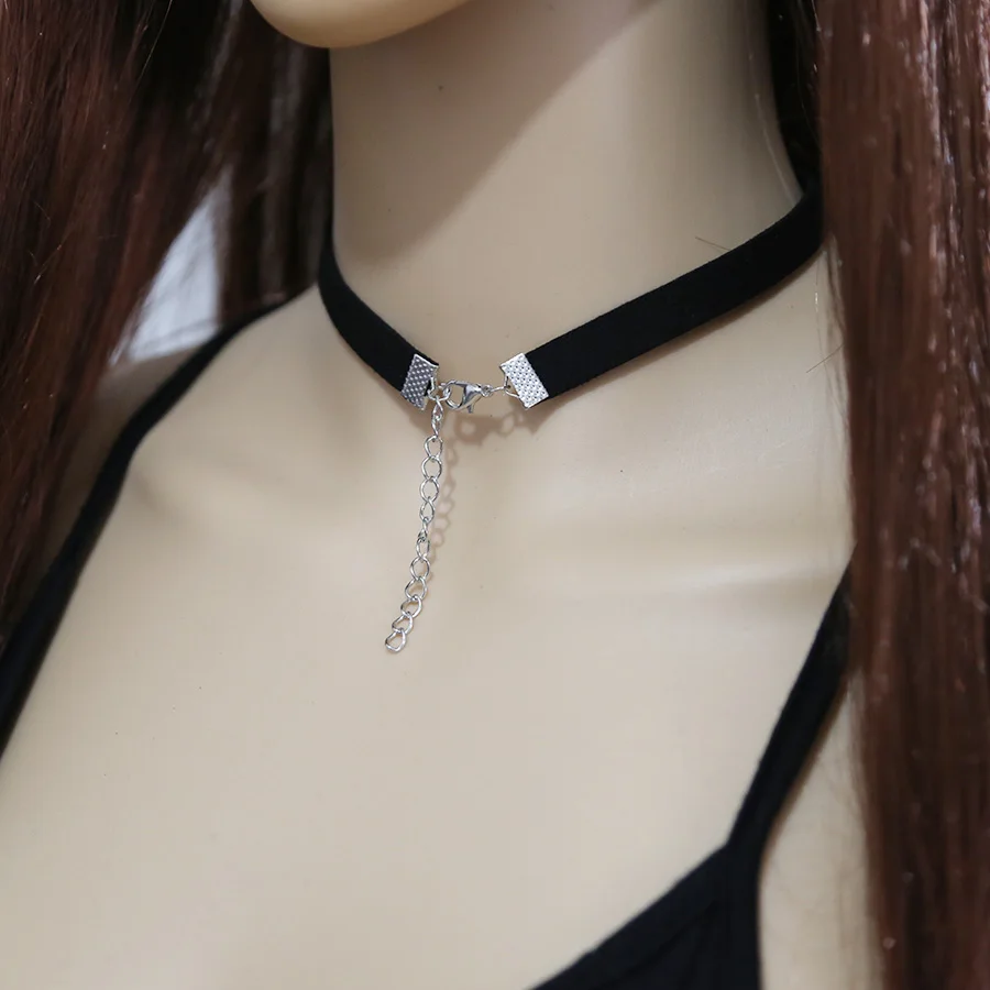 Женское колье-чокер ElegantRose длинное золотое/Серебряное колье с бархатным