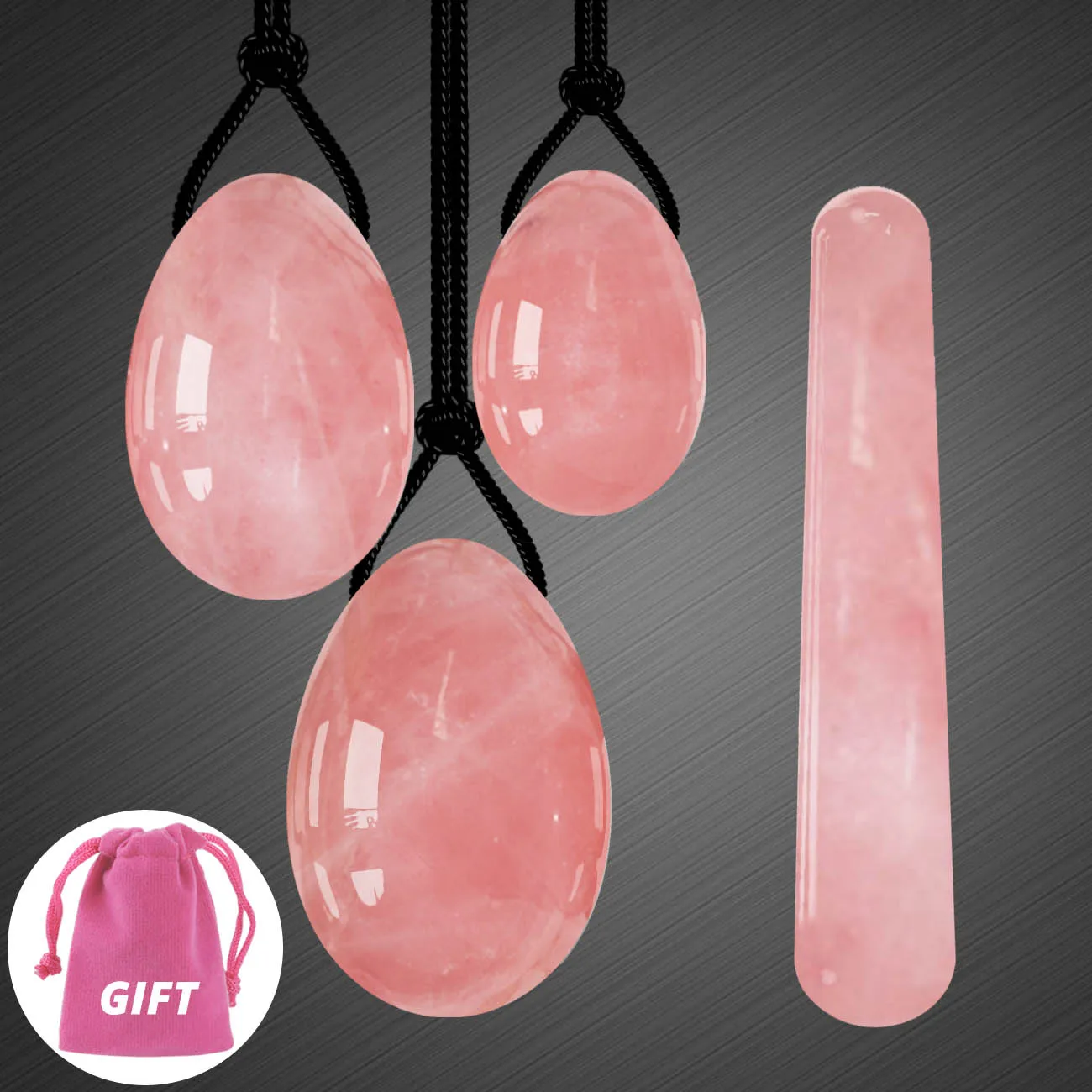 Yoni Eggs and Wand Дропшиппинг Yoni набор яиц для массажа нефритовых яиц розовый кварц йони-палочка для женщин Кегеля Тренажер вагинальная подтяжка мышц Просверленный массажный камень - Цвет: Yoni Eggs and Wand