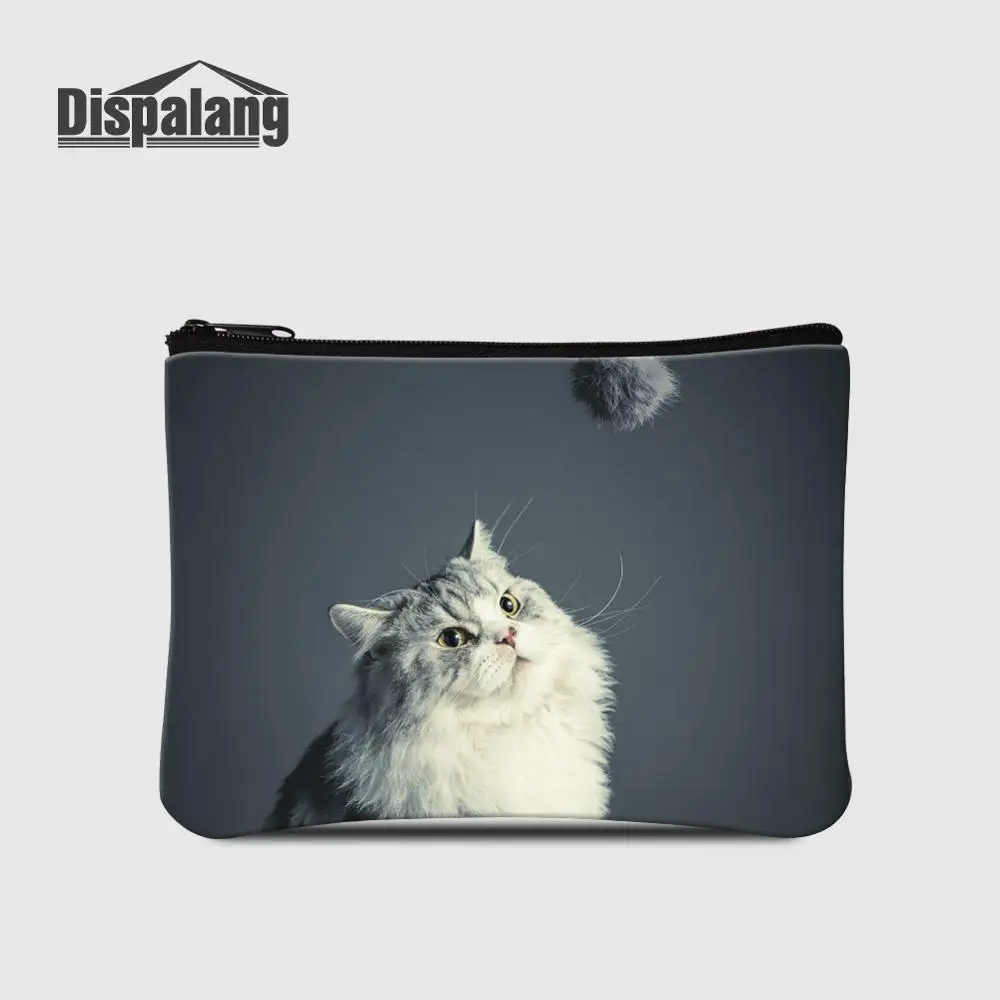 Синий Dispalang женские кошельки милый кошелек с принтом кота мини короткий держатель карт Леди кошелек Малый клатч на молнии Детский кошелек - Цвет: Синий