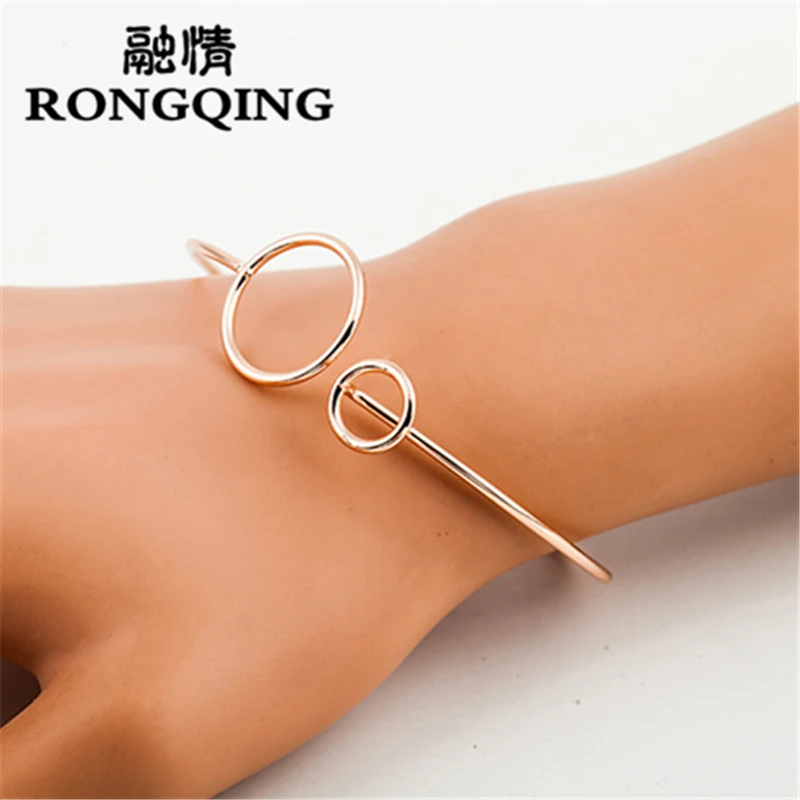 

RONGQING, 12 шт./лот, серебряный золотой браслет, панк-рок, винтажные геометрические узоры, браслеты, регулируемые для женщин, ювелирное изделие д...