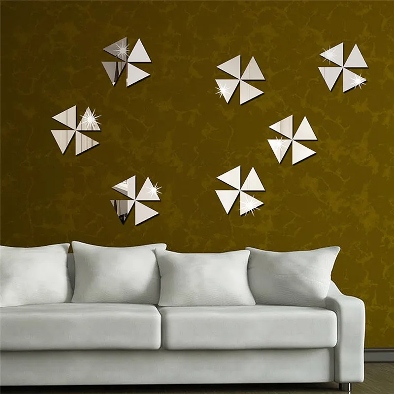 100 шт в виде маленьких треугольников акриловый зеркальный эффект стикеры стены