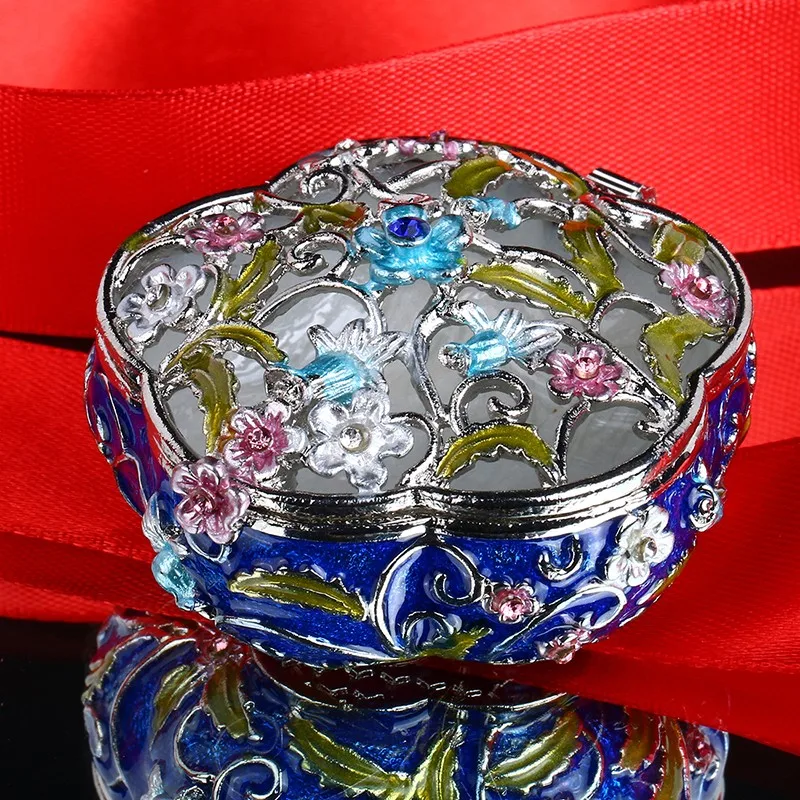 H& D 1,9 дюймов старинная коробка для безделушек, винтажная коробка для украшений с гравировкой и цветами на шарнирах, коробка для украшений с драгоценными камнями, коллекционный подарок для женщин