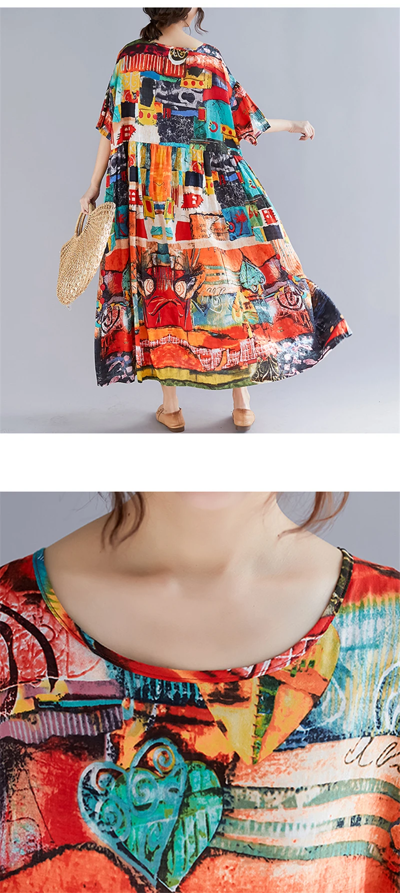 ARCSINX, женское платье большого размера, 5XL, 6XL, 7XL, 8XL, короткий рукав, Пляжное, бохо, платье для женщин, хлопок, больше размера, платья для женщин, сарафан