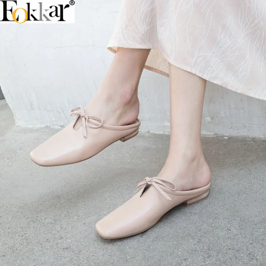 Женские туфли на низком каблуке Eokkar 2019 лодочки без застежки с квадратным носком
