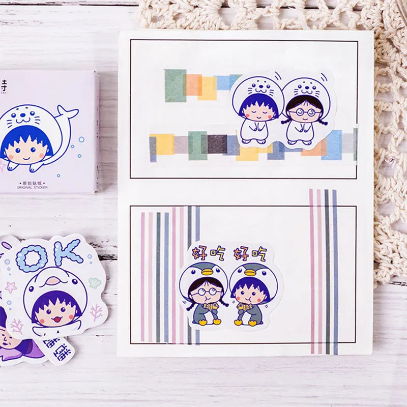 45 шт./кор. милые девушки дети мультфильм Клейкая Бумажная Наклейка для творчества