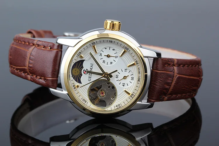 Часы GEDIMAI женские механические брендовые водонепроницаемые золотистые наручные