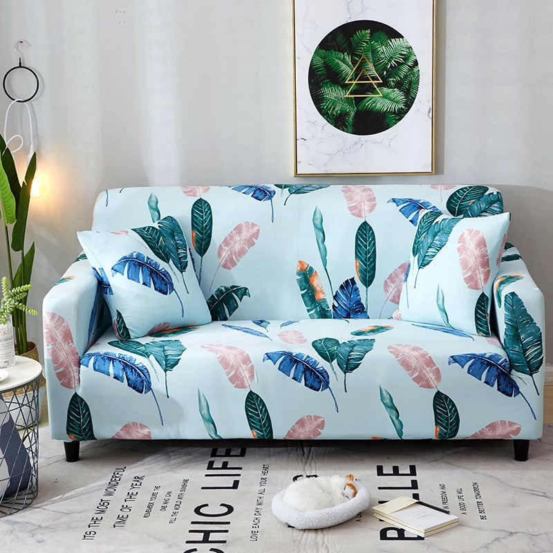 Эластичные Чехлы Monstera из спандекса с принтом перьев защитный чехол для дивана